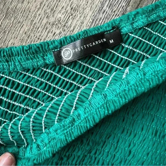 Pretty Garden Set Green Summer Top and Short Set One Size Stretchy Sleeveless - Picture 6 of 7